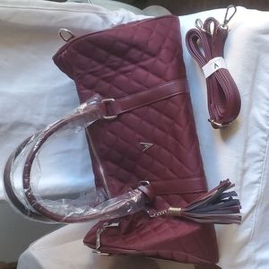Quilted Duffle Bag by Vanessa Williams in Burgundy
